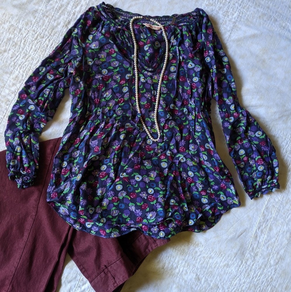 Silk boho tunic blouse
